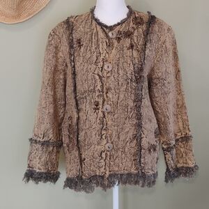 100% Linen BOHO Flashback Unique  Women's Jacket Size Medium